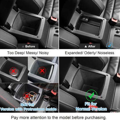 For VW Golf 7/GM7 VII 5G GTI R Center Console Tray - Sleek Black ABS Storage Box with Cup Holder & Organizer for a Neat Car Interior, Custom Fit for Golfing Enthusiasts, Car Interior Accessories | Sleek ABS Tray | Durable ABS