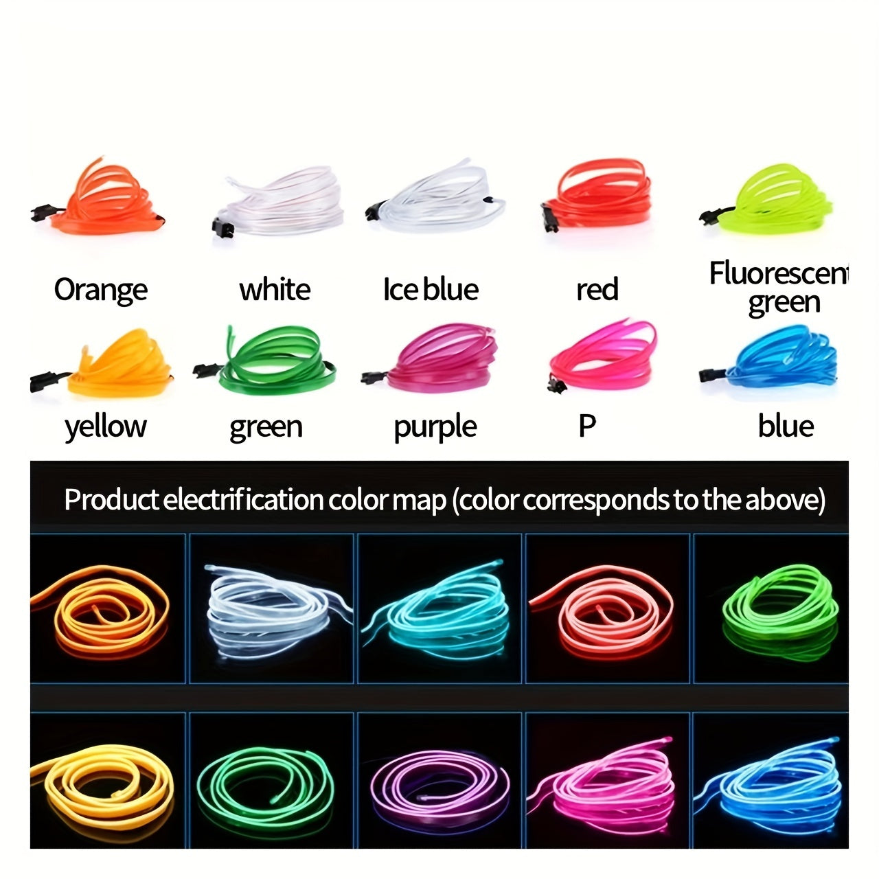 Automobile interior LED decorative lights, EL neon light strips, ambient lighting, modern car decoration, flexible LED light strips, long-lasting illumination, LED mood lighting, for night drivers, a must-have for car owners.