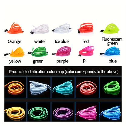 Automobile interior LED decorative lights, EL neon light strips, ambient lighting, modern car decoration, flexible LED light strips, long-lasting illumination, LED mood lighting, for night drivers, a must-have for car owners.