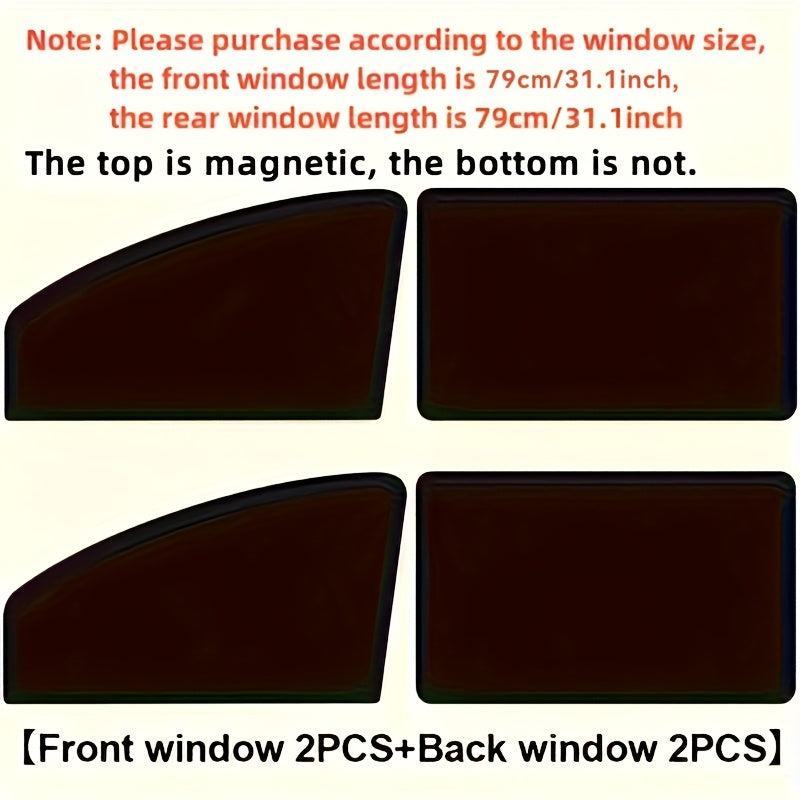 Set of 4 Magnetic Sunshades, Designed for Vehicle Side Windows, UV Protection and Heat Insulation Windshield Cover. Suitable for All Vehicles to Ensure Privacy. Front Window Shade with Anti-Sunlight Thermal Blocking Cooler Co