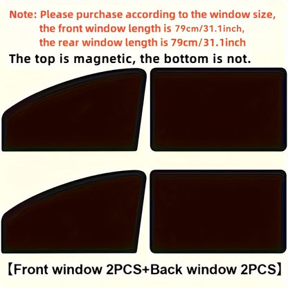 Set of 4 Magnetic Sunshades, Designed for Vehicle Side Windows, UV Protection and Heat Insulation Windshield Cover. Suitable for All Vehicles to Ensure Privacy. Front Window Shade with Anti-Sunlight Thermal Blocking Cooler Co