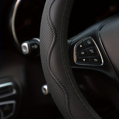 Luxurious PU Leather Steering Wheel Cover - 3D Comfort, No Inner Ring, Car Accessories Christmas Gift
