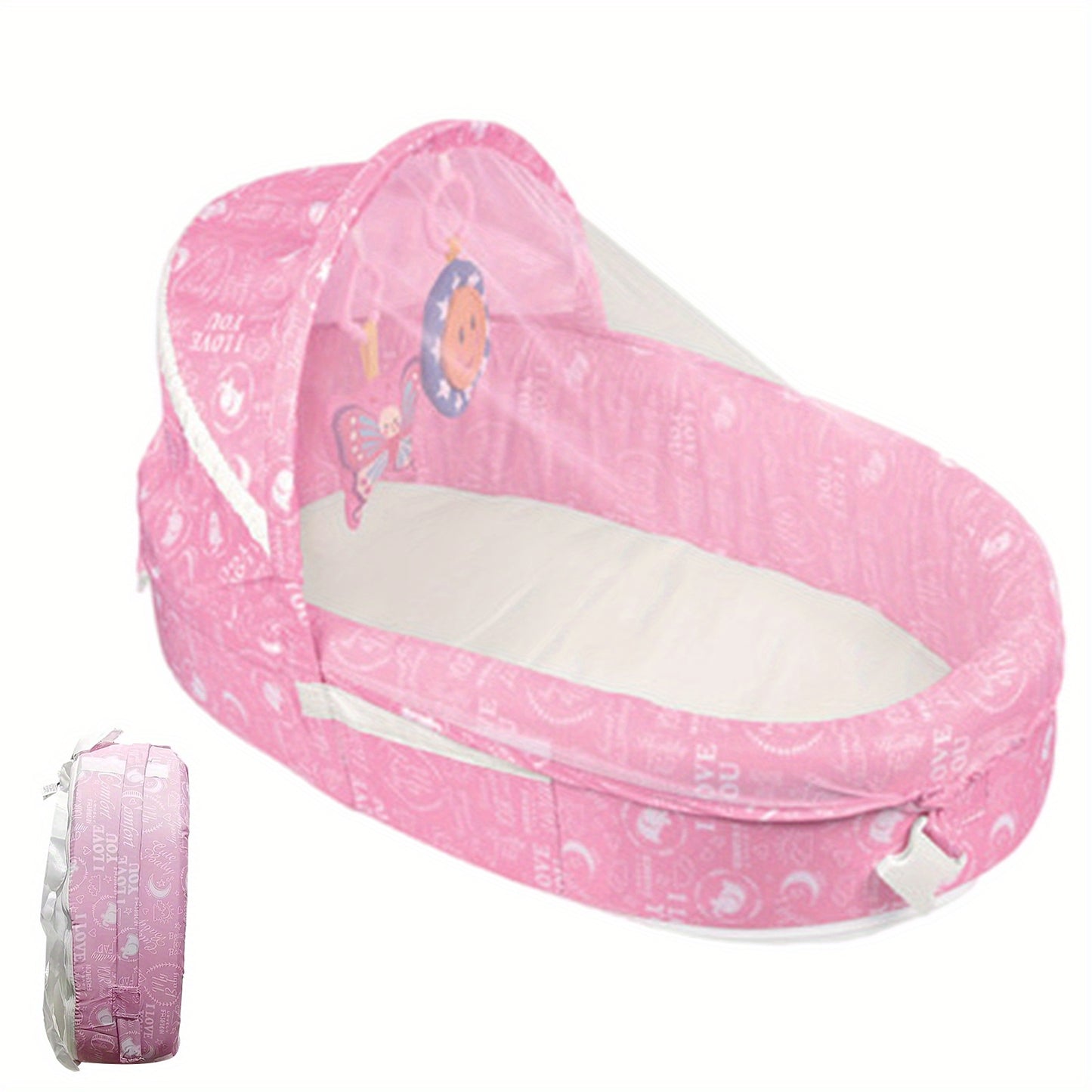 Travel-Ready Portable Bassinet For Babies, Foldable, Sun Protection, Breathable Mosquito Net & Toys, Halloween, Thanksgiving And Christmas Gift Carnival