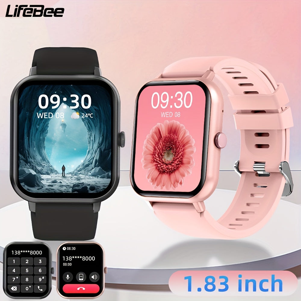 LIFEBEE Smartwatch For Men And Women, 4.65 Cm Full Touch Screen Smartwatch With Answer/Make Calls For Phone, Fitness Tracking Watch With 100+ Exercise Modes, Pedometer, Distance, Calories