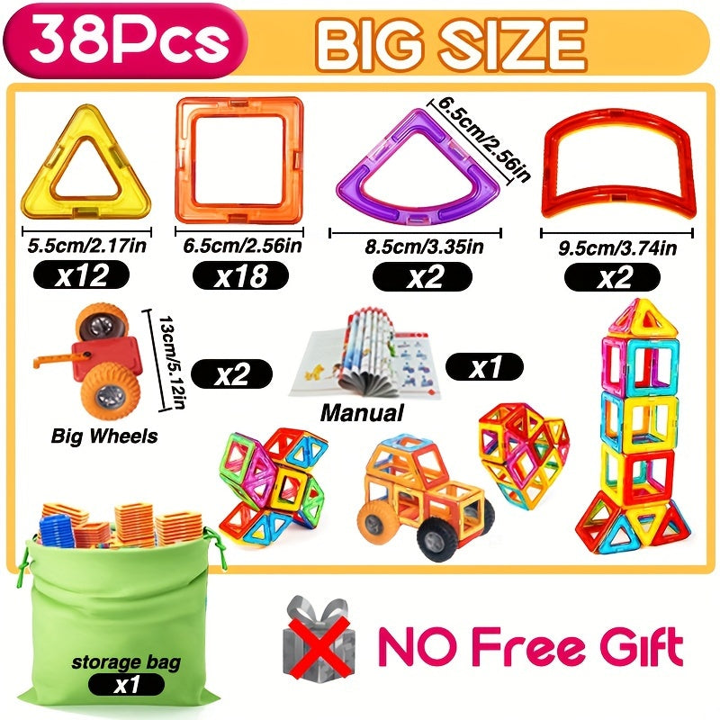 Magnetic Building Blocks Big Size 3D STEM Educational Magnetic Building Constructor Set Toys, Birthday Gifts, Learning Toys, Random Color Christmas, Halloween Gift