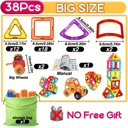 Magnetic Building Blocks Big Size 3D STEM Educational Magnetic Building Constructor Set Toys, Birthday Gifts, Learning Toys, Random Color Christmas, Halloween Gift