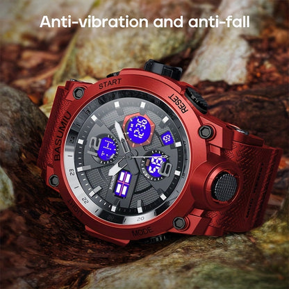 1pc Men'S Digital Sports Watch, Tactical Military Timepiece, Dual Display Electronic Movement, with Luminous Detail, PC Case, TPU Strap, Non-Rechargeable Button Battery, Rated