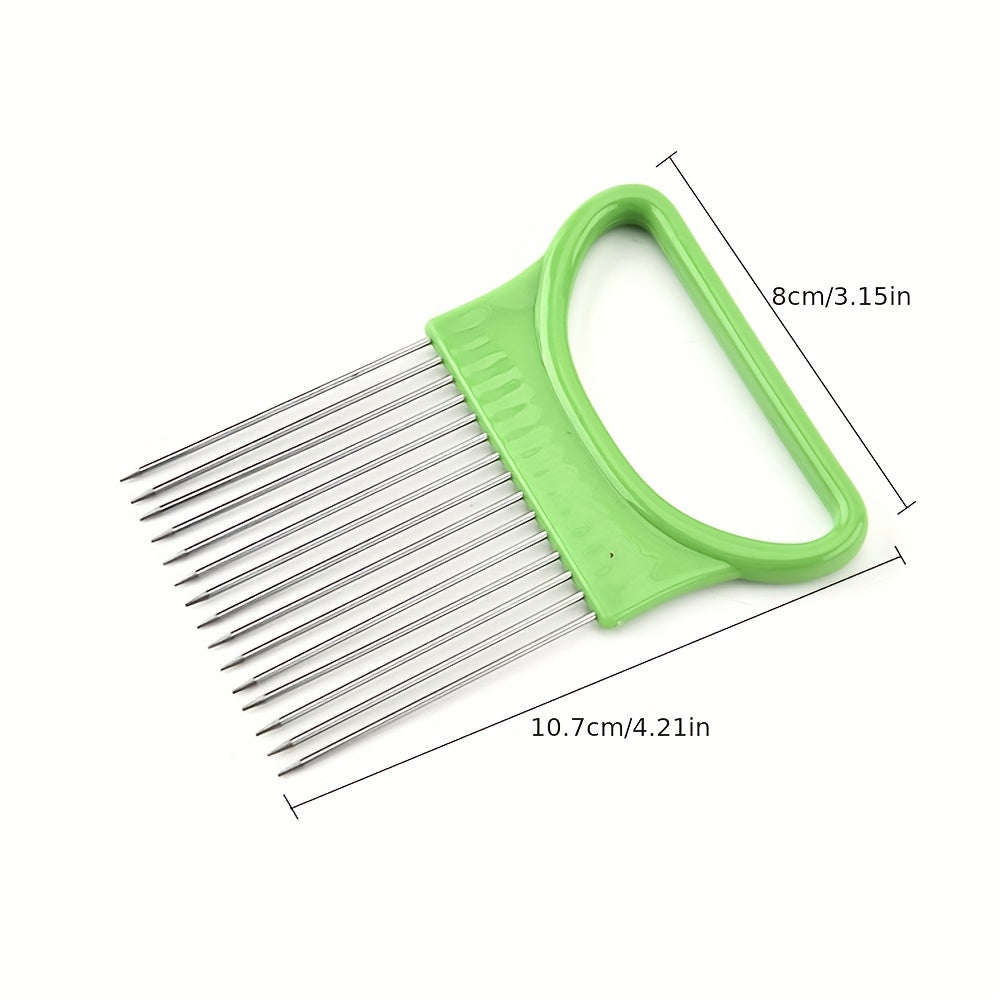 1pc, Onion Slicer Holder, Onion Holder For Slicing, Stainless Steel Onion Slicer Cutter, Lemon Holder Slicer, Creative Onion Slicer Holder, Onion Slicer Cutter For Steak Tendons, Household Gadget, Kitchen Too