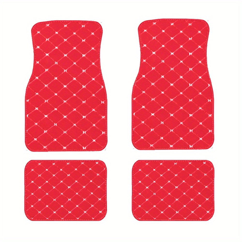 4pcs Car Floor Mats Universal Waterproof Front Rear Full Set Auto Rugs Faux Leather Car Carpet Accessories Interior