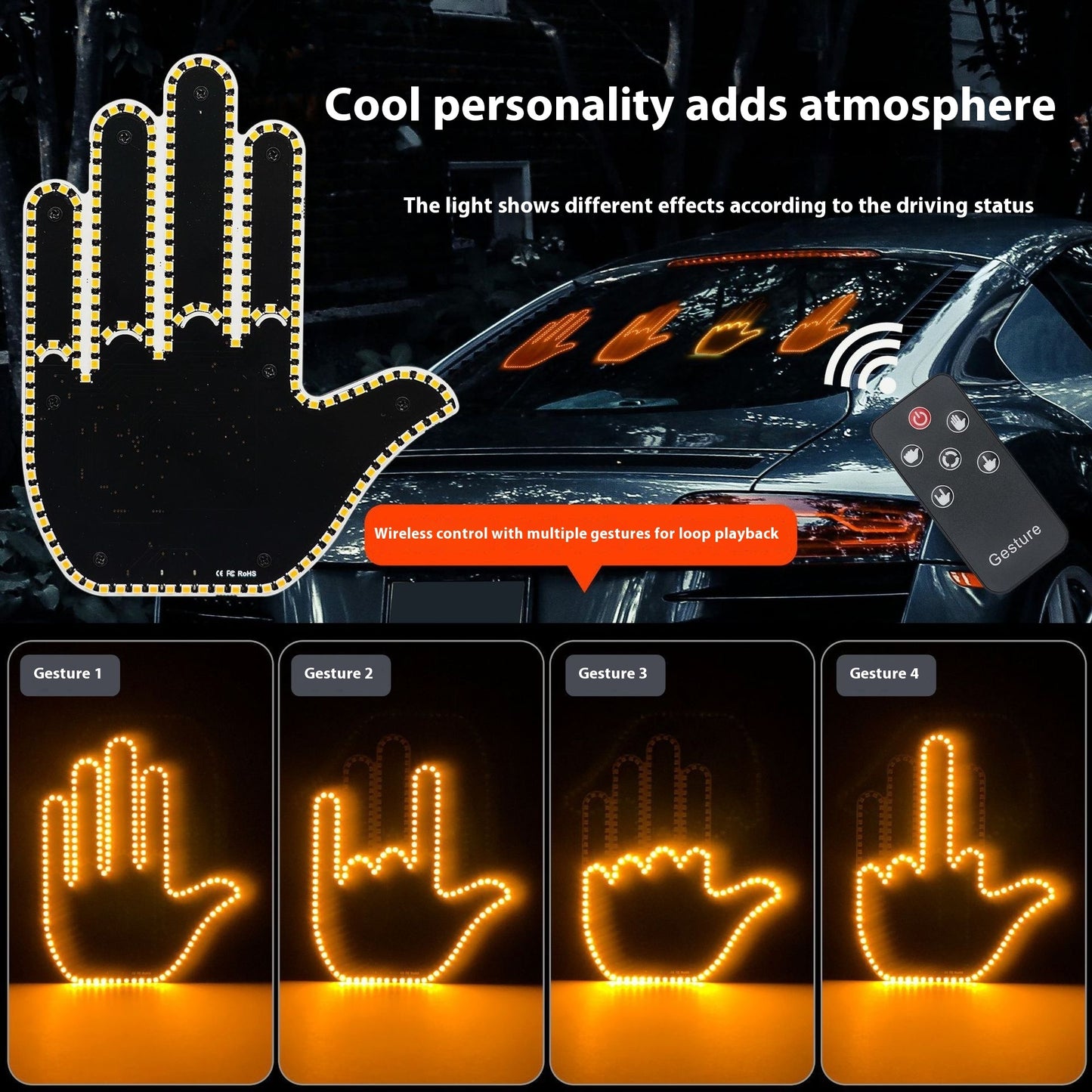 Men's Gesture Light Car Multifunction Warning Anti-collision