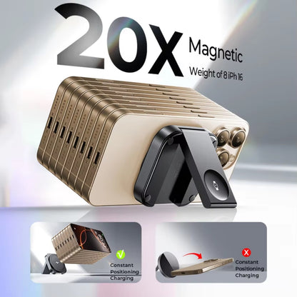 LISEN Third Generation Magnetic Wireless Charger Base, Mini Charging Station, Travel Charging Pad, Portable, Suitable for Multiple Devices, Mobile Phones/ Earphones/ Smart watches, Ffast charging, Long-lasting Life