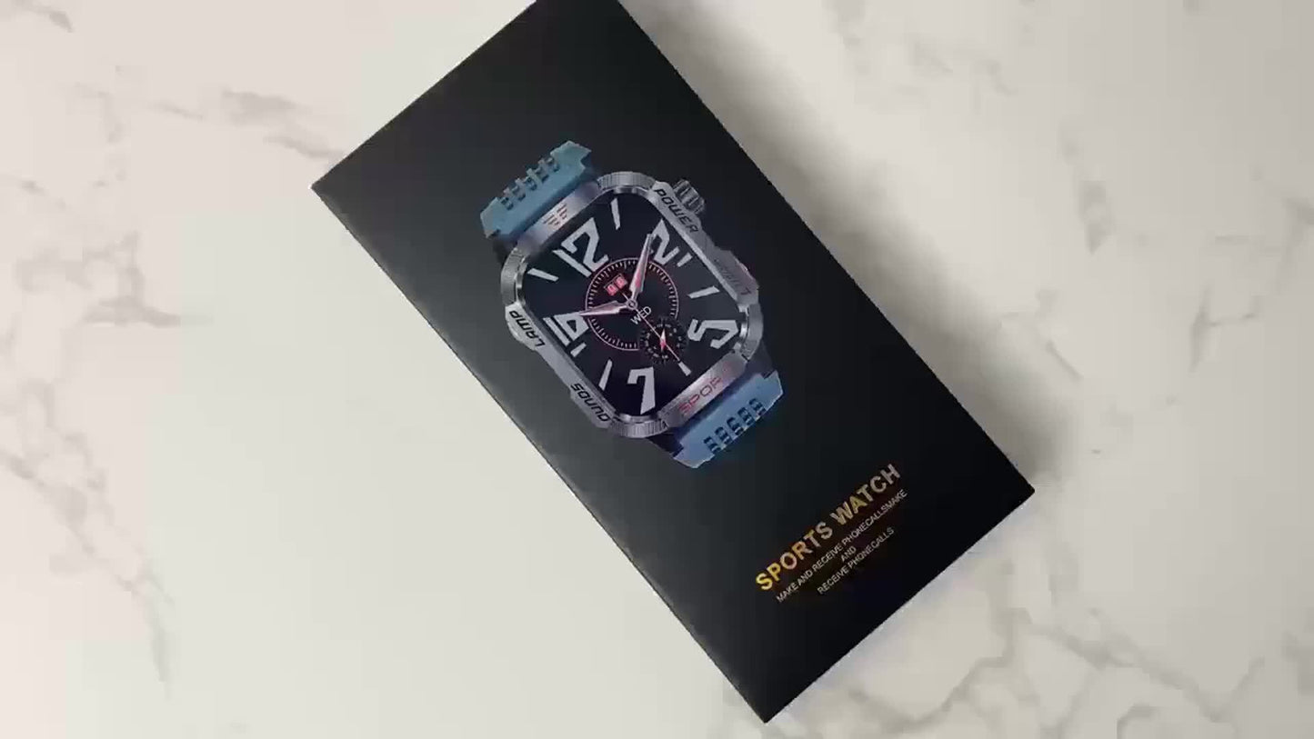 [600 Battery Smartwatch] Waterproof Rugged Outdoor Smartwatch | Receive/Make Call, For iPhone & Android, With LED Flashlight, Fitness, 600 Battery