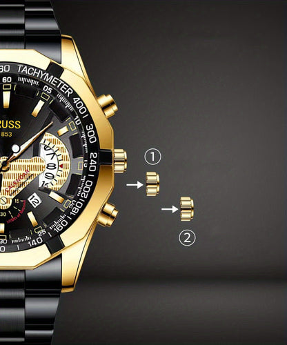 Authentic Mens Business Sports Watch - Radiant Luminous Dial with Dual Calendar - Domineering & Stylish - High-Grade Korean Design - Minimalist yetSophisticated