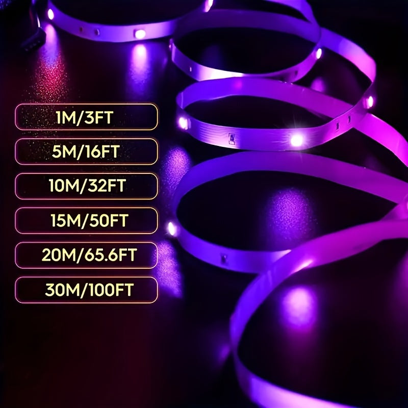 1 Set RGB 5050 LED Strip Lights, 3 Key Remote Control, 5V USB LED Strip Flexible Ribbon Diode Strap, For TV Backlight Room Decoration, Night Light For Party Use