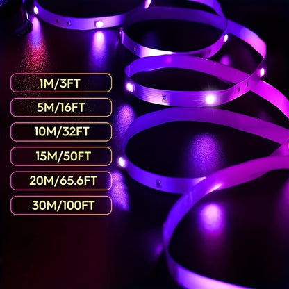 1 Set RGB 5050 LED Strip Lights, 3 Key Remote Control, 5V USB LED Strip Flexible Ribbon Diode Strap, For TV Backlight Room Decoration, Night Light For Party Use