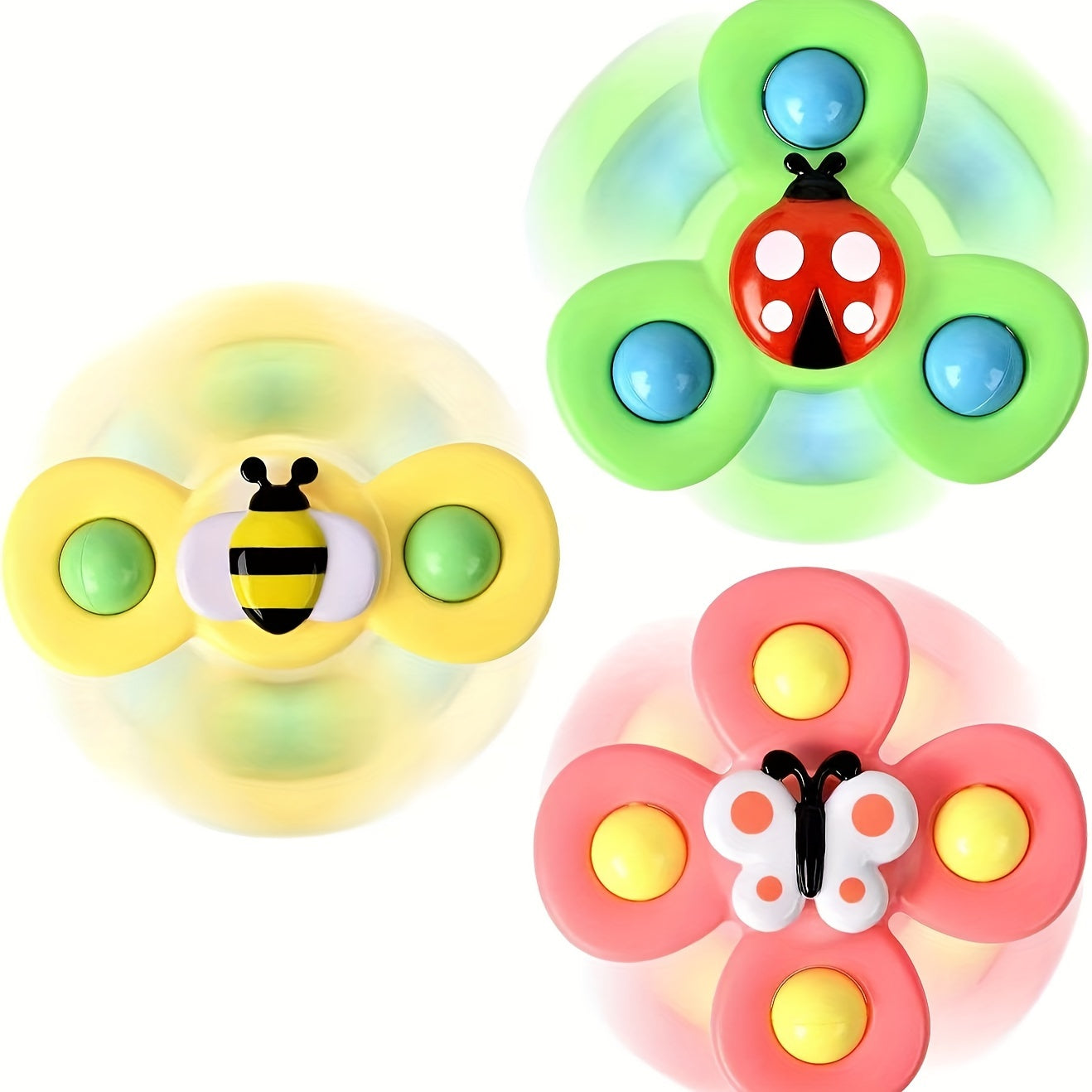 3-Pack Suction Cup Spinner Wheel Toys For Boys Ages 1-2 - Fun And Engaging Baby Toys! Christmas Halloween Thanksgiving Gifts