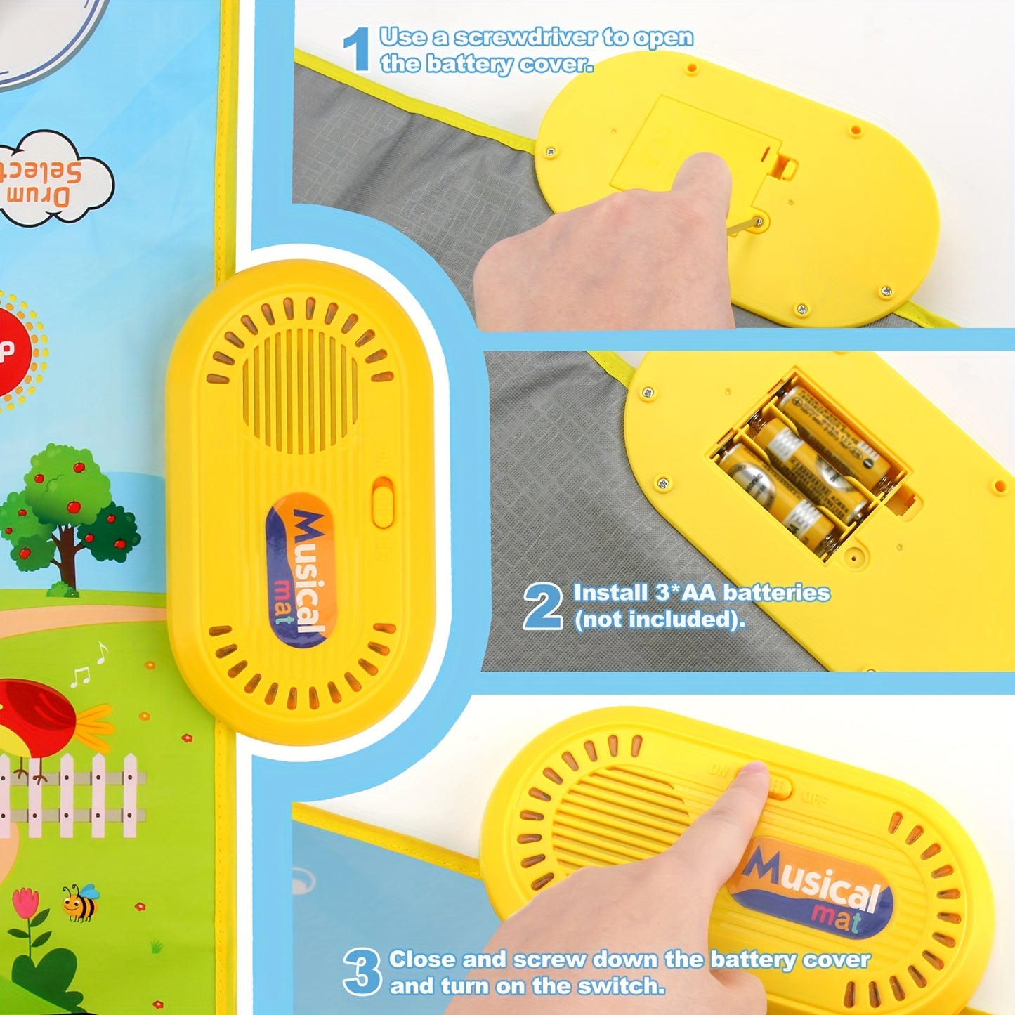 Musical Toys With 8 Animal Sounds, Musical Mat With Piano Keyboard & Drum Set With 2 Sticks, 3 Instrument Sounds/13 Demo, Interactive Toy, Birthday/Christmas Gifts, Gaming Gift