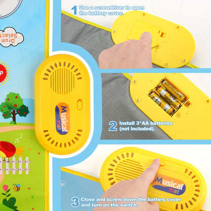 Musical Toys With 8 Animal Sounds, Musical Mat With Piano Keyboard & Drum Set With 2 Sticks, 3 Instrument Sounds/13 Demo, Interactive Toy, Birthday/Christmas Gifts, Gaming Gift