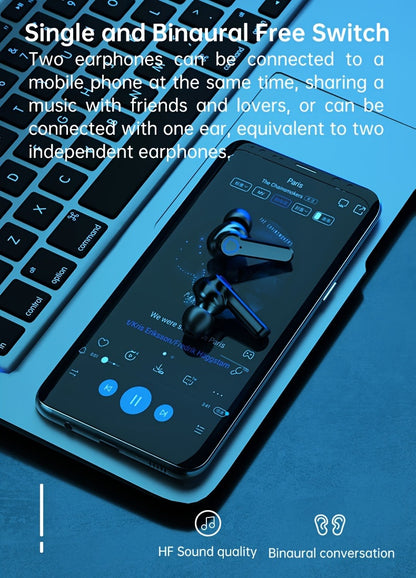 Konroy Wireless Earbuds, HiFi Digital LED Display Stereo Gaming Earbuds Wireless Headphones, TWS Wireless Earphones In-Ear Ear Buds, For Gaming, Workout, Sports, Work, Running, Gym