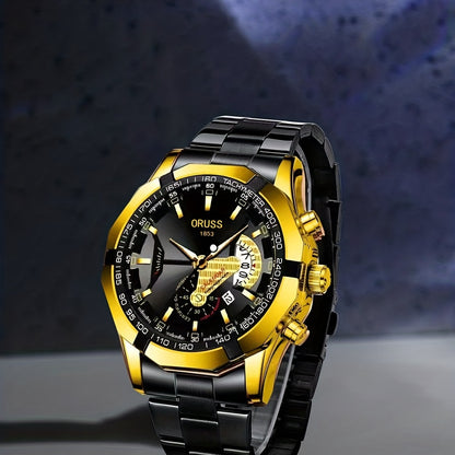 Authentic Mens Business Sports Watch - Radiant Luminous Dial with Dual Calendar - Domineering & Stylish - High-Grade Korean Design - Minimalist yetSophisticated