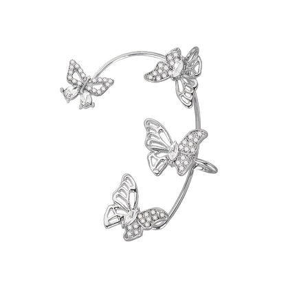 Women'S Elegant Butterfly Ear Cuffs - No-Piercing Ear Hooks, Synthetic Gemstone Accents, Everyday & Formal Jewelry for Parties, Weddings, Everyday Outfits - Non-Piercing Ear Clips for Sensitive Light Beige, Party Accessories,