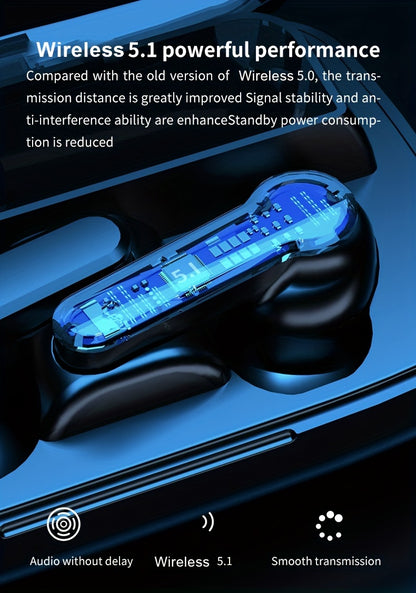 Konroy Wireless Earbuds, HiFi Digital LED Display Stereo Gaming Earbuds Wireless Headphones, TWS Wireless Earphones In-Ear Ear Buds, For Gaming, Workout, Sports, Work, Running, Gym