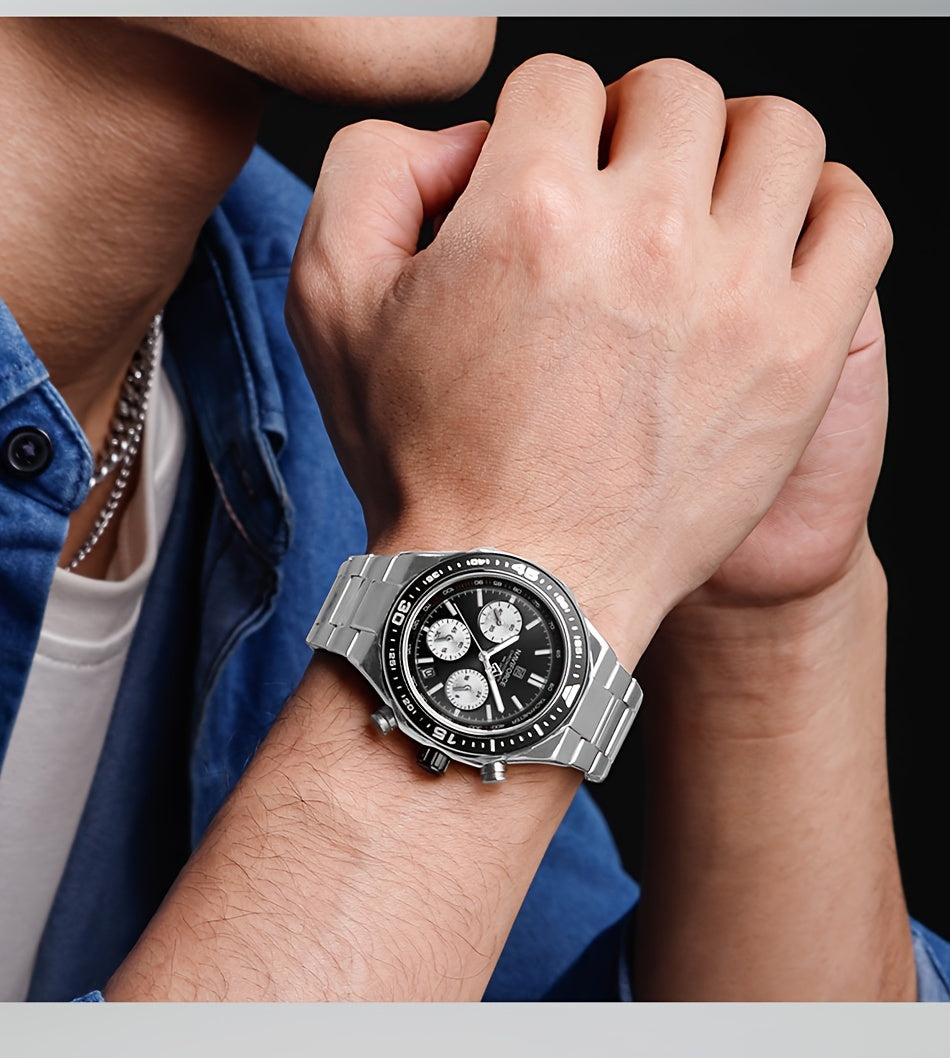 NAVIFORCE Men'S Luxury Business Watch, Multi-function Chronograph Waterproof Men Watches, 24/12 Hour date Display Man Wristwatch, Men Gift