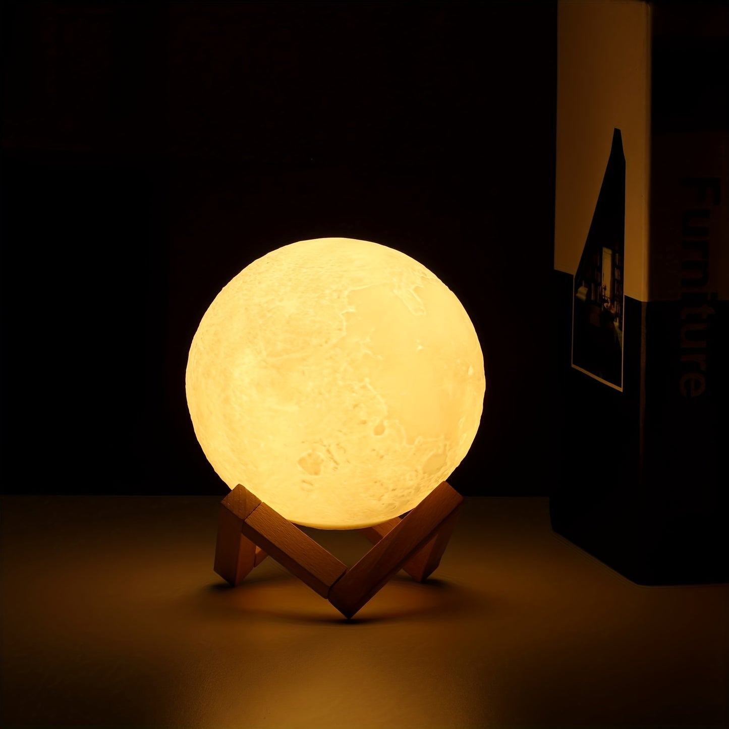 1pc, Moon Lamp, LED Night Light 3D Printing Moon Light, Moon Light Lamps For Friends Lover Birthday Gifts, Ramadan Kareem, Scene Decor, Room Decor, Mother's Day Gift, Mother's Day Decor