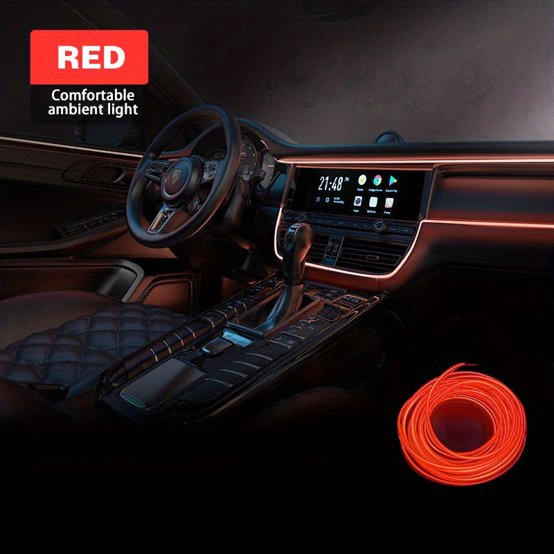 Automobile interior LED decorative lights, EL neon light strips, ambient lighting, modern car decoration, flexible LED light strips, long-lasting illumination, LED mood lighting, for night drivers, a must-have for car owners.