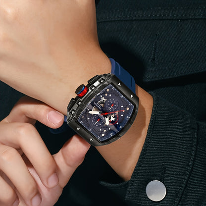 H Men Wristwatches, High-Accuracy Quartz Movement, Silicone Band, Waterproof, Calendar, Multi-Functional Design, Men's Dress Watches