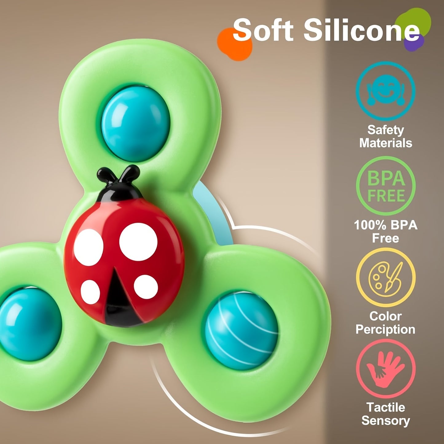 3-Pack Suction Cup Spinner Wheel Toys For Boys Ages 1-2 - Fun And Engaging Baby Toys! Christmas Halloween Thanksgiving Gifts