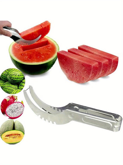 1pc, Cutting Watermelon Block Slicer Cutter, Watermelon Fruit Splitter, Stainless Steel Cutting Watermelon Tool, Kitchen Gadgets, Kitchen Supplies, Kitchen Tools